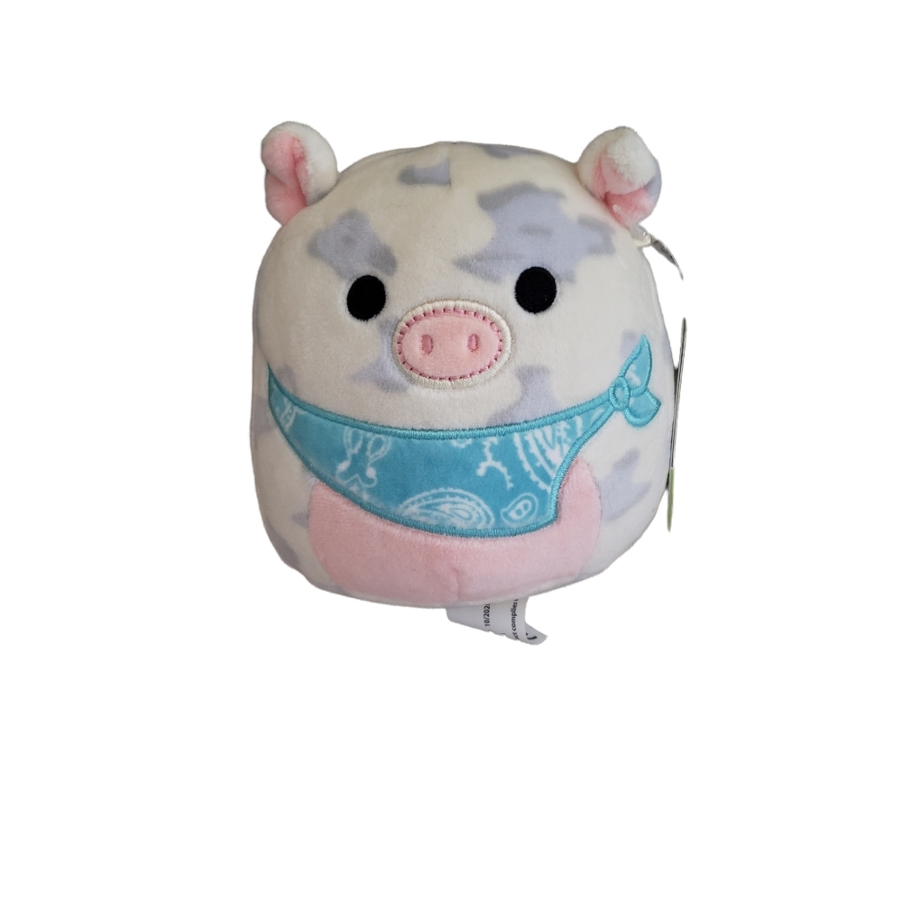 Rosie the Pig Squishmallow 5" Plush NWT Spotted White Gray Blue Bandanna